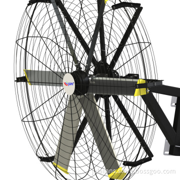 Rotating wall fan in workshop